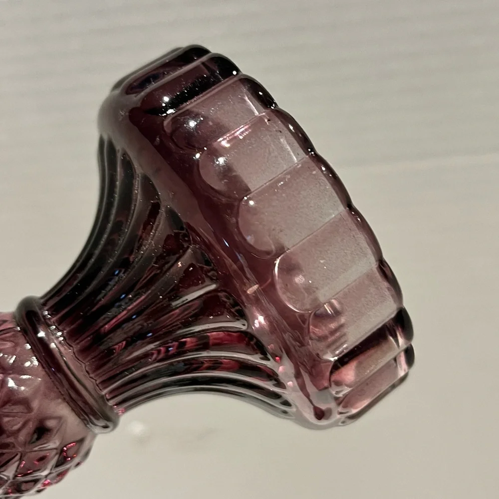 Vintage Purple / Cranberry Pressed Glass Candlesticks – Pair